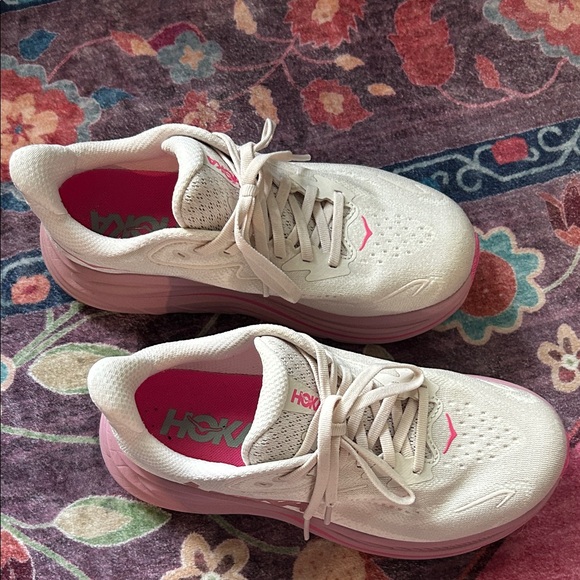 Hoka Women's Light Pink & Dark Pink Running Shoes - Picture 2 of 3